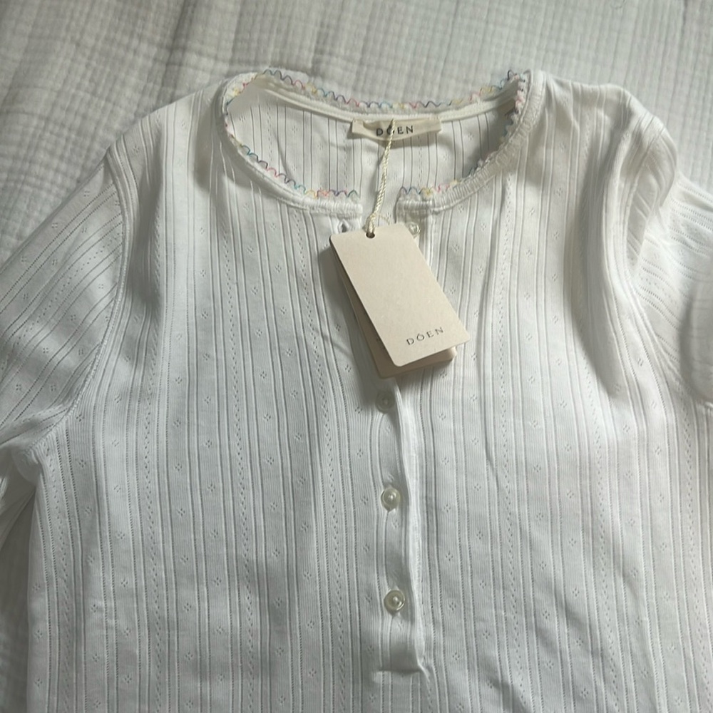 NWT Doen white pointelle top size medium